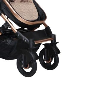 Coche moisés mini 4 en 1 Lietti Gold con portabebé, con bandeja de comer, beige