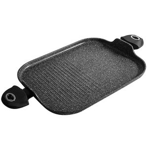 Plancha parrillera FZ-P438M,  Finezza, antiadherente, con espátula incluida, negro