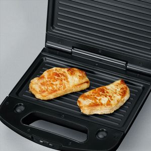 Sandwichera Waflera 3 en 1, SA 2968 Severin, 3 placas intercambiables, antiadherente, negro