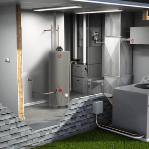 Termotanque Rheem, 76 litros, gas natural, triple sistema de seguridad, gris