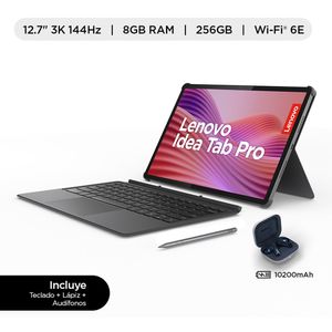 Tablet Lenovo Idea Tab Pro 12.7" 256GB, 8GB RAM, cámara principal 13MP, frontal 8MP, 10200 mAh, gris + Teclado + Lapiz + Audífonos
