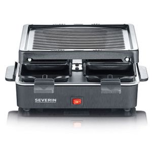 Mini raclette Severin RG 2370, 4 sartenes, antiadherente, 1800W, compacta, negra