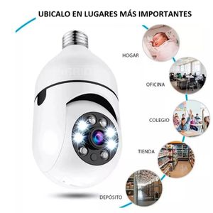 Cámara espía tipo foco 2MP, Wi-Fi, visión nocturna, detección de movimiento, audio bidireccional