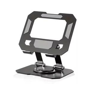 Soporte tablet aluminio 360°, base plegable, altura ajustable, disipación de calor, ergonómico, compatible iPad, negro