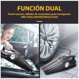 Aspiradora inflador 2 en 1 para auto, 100W, 150 PSI, 6kPa succión, luz LED, autoapagado, 12V, multiusos portátil