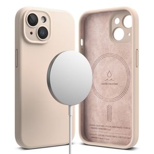 Case para iPhone 15 Silicon Magnetic, con MagSafe para carga inalámbrica, para accesorios magnéticos, Pink Sand