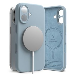 Case para iPhone 16 Silicon Magnetic, con MagSafe para carga inalámbrica, para accesorios magnéticos, Azul