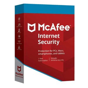 Antivirus McAfee Internet Security, licencia digital, 3 dispositivos, 1 año, protección esencial Windows/macOS/Android