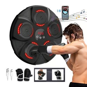 Máquina de boxeo inteligente con música, conexión bluetooth, luces RGB, sensores, 9 modos, negro