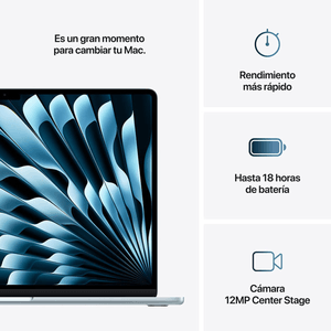MacBook Air 13" 256GB SSD 16GB RAM Chip M4 macOS, teclado ingles, 18 horas de batería, sky blue