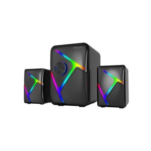 Parlantes Gamer Xtrike Me SK-610, sistema 2.1 con subwoofer, RGB, USB, 11W, para PC y laptop, negro