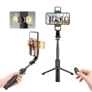 Gimbal Kreed 3 en 1 trípode, selfie stick, estabilizador 1 eje, negro