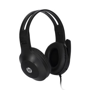 Audífonos Over-ear HP con micrófono, control de volumen, doble jack 3.5mm, 40 mm, cable 2 metros, negro