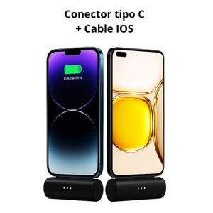 Power Bank Mini 4500mAh, conector Tipo C + cable Lightning, carga rápida 15W, portátil y compacto