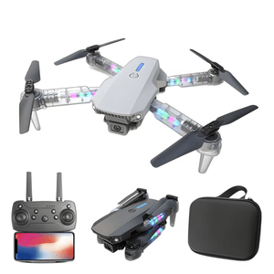 Drone E88D Max con doble cámara HD luz RGB, giroscopio de 6 ejes, 1800 mAh, blanco