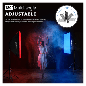 Kit de iluminación Neewer NK800 RGB, 26W, 400 lux, control app bluetooth, softbox 24x24, soportes, bolsa, negro