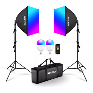 Kit de iluminación Neewer NK800 RGB, 26W, 400 lux, control app bluetooth, softbox 24x24, soportes, bolsa, negro
