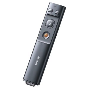 Presentador inalámbrico Baseus ACFYB-0G, receptor usb Tipo-A/Tipo-C, láser rojo, usa pila, negro (reempacado)