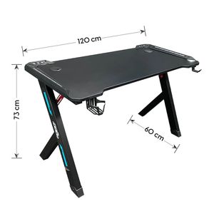 Mesa gamer Teraware4Gaming GD07 con luces RGB, portavasos y soporte para audífonos, 120x 60 cm, negra (reempacado)