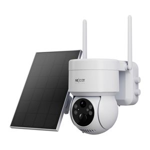 Cámara de seguridad Nexxt PTZ 2K QHD, visión nocturna, detección humana, recargable, panel solar, Wi-Fi, compatible Alexa y Google Home, blanco