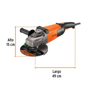 Amoladora profesional Truper, 7", 2100W, 220V, balero de bolas, mango 3 posiciones, negro, con disco