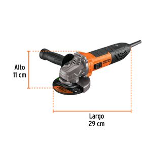 Amoladora profesional Truper, 4 1/2", 850W, 220V, cuerpo delgado, mango 3 posiciones, negro
