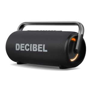 Parlante Bluetooth Decibel Soundbox Max 110W RMS, hasta 12 horas de duración, resistente al agua y al polvo IPX6, función Powerbank, negro