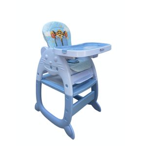 Silla de comer para bebe 3 en 1, con accesorios, celeste