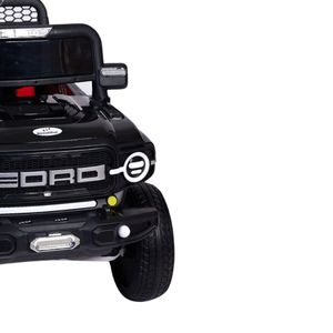 Carro a batería Grandford, 12V, 4 motores, luces LED, USB, pintura acrílica, asiento tapizado, control remoto, negro