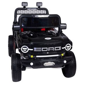 Carro a batería Grandford, 12V, 4 motores, luces LED, USB, pintura acrílica, asiento tapizado, control remoto, negro