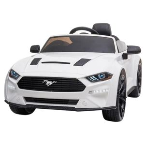Carro a batería deportivo Ford Mustang con pantalla blanco licenciado