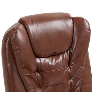 Silla ergonómica de oficina gerencial Komsum, base de acero roma, reclinable 155°, marrón claro