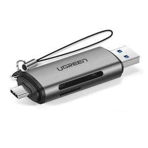 Lector de tarjetas Ugreen 2 en 1, USB-A/USB-C 3.0, OTG, SD y MicroSD, gris