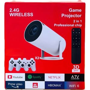 Proyector retro 10,000 juegos con controles inalámbricos, blanco