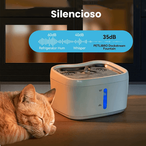 Bebedero inteligente para mascotas, fuente de agua 2.5 litros, filtración multicapa, silencioso