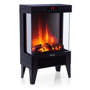 Chimenea eléctrica Kendal KCE-96S, 1800W, efecto flama decorativo, termostato 15-38 °C, temporizador 12 horas, control remoto