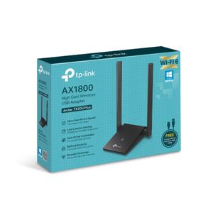 Adaptador USB TP-Link Archer TX20U Plus, Wi-Fi 6 AX1800, antenas de alta ganancia, negro