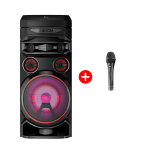 Parlante torre de sonido LG XBOOM, bluetooth y karaoke, luz led, 1000W RNC7 + Micrófono, negro