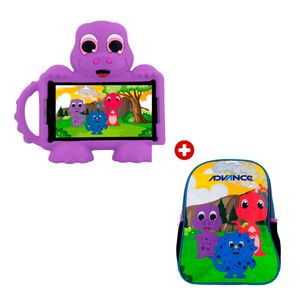 Tablet Advance Kids 7" IPS Android 14, 4G Dual SIM, 2GB RAM, 32GB, morado + Mochila