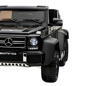 Carro a batería AMG 6x6 licenciado, luces led, pedal externo, pantalla mp4, negro