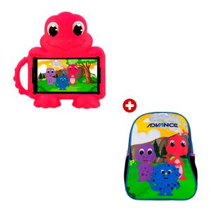 Tablet Advance Kids 7" IPS Android 14, 4G Dual SIM, 2GB RAM, 32GB, rojo + Mochila