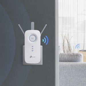 Extensor de red TP-Link RE450 Wi-Fi AC1750, doble banda, 3 antenas externas y puerto Gigabit, blanco