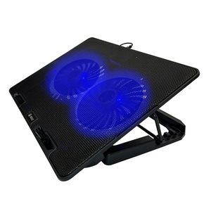 Cooler para laptop Teros hasta 15.6", 2 puertos USB, 2 ventiladores, 5 niveles de altura, luz led azul, negro