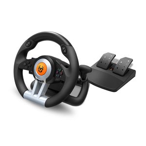 Volante Gamer Krom K-Wheel con palanca, pedales, vibración para PC, PS4, Xbox One
