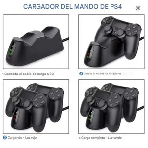 Cargador inalámbrico, estación de carga PS4, compatible PS4 Slim y Pro, negro