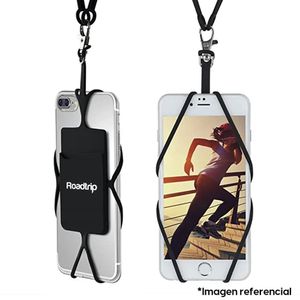 Lanyard universal para celular Roadtrip con tarjetero, negro