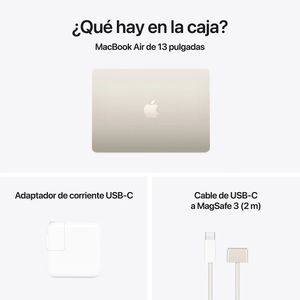 MacBook Air 13" chip M4, 16GB RAM, 256GB SSD, ultradelgada, teclado inglés, starlight