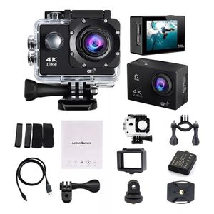 Cámara deportiva de acción 4K 16MP, Wi-Fi, acuático, deportes, videos, negro