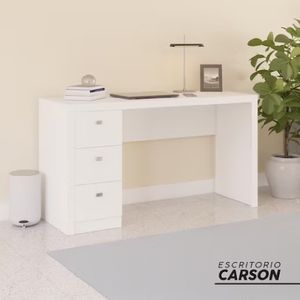 Escritorio Carson Mobelart, material de la estructura MDP, 3 cajones, blanco