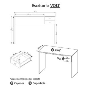 Escritorio Volt Nogal Mobelart,  2 cajones, negro